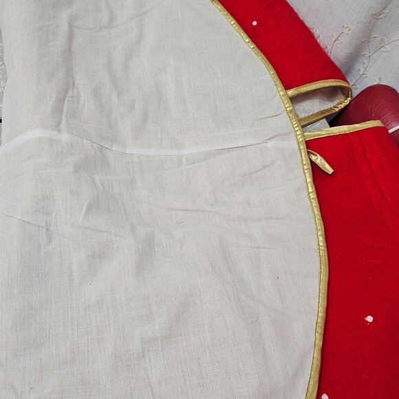 Red Felt Applique Christmas Tree Skirt 41" vintage Snowman Teddy Bear tree gift - Picture 7 of 7